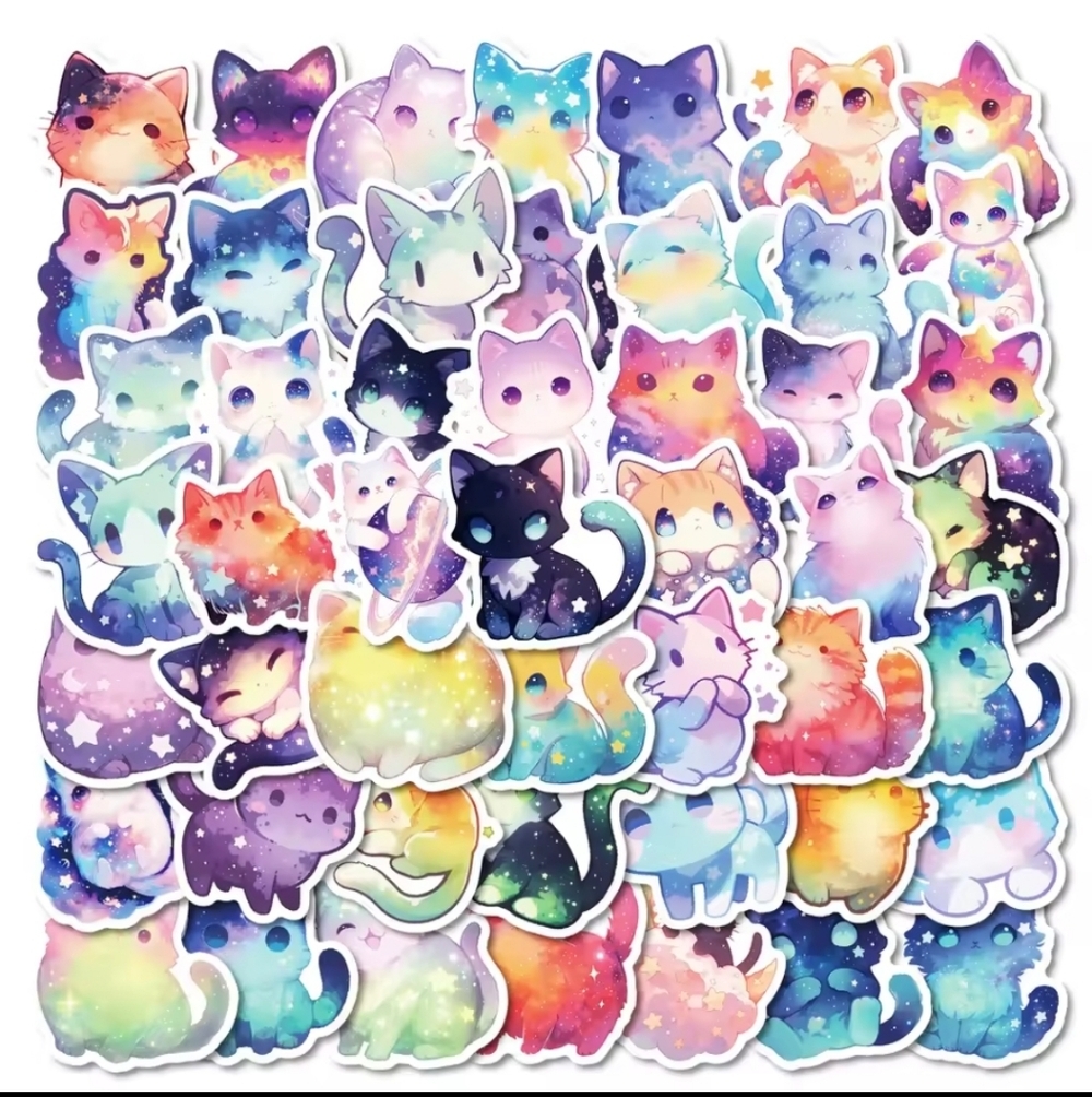 Colorful Cat Stickers Set